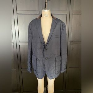 Chaps Quilted Black Blazer Jacket With Corduroy Collar